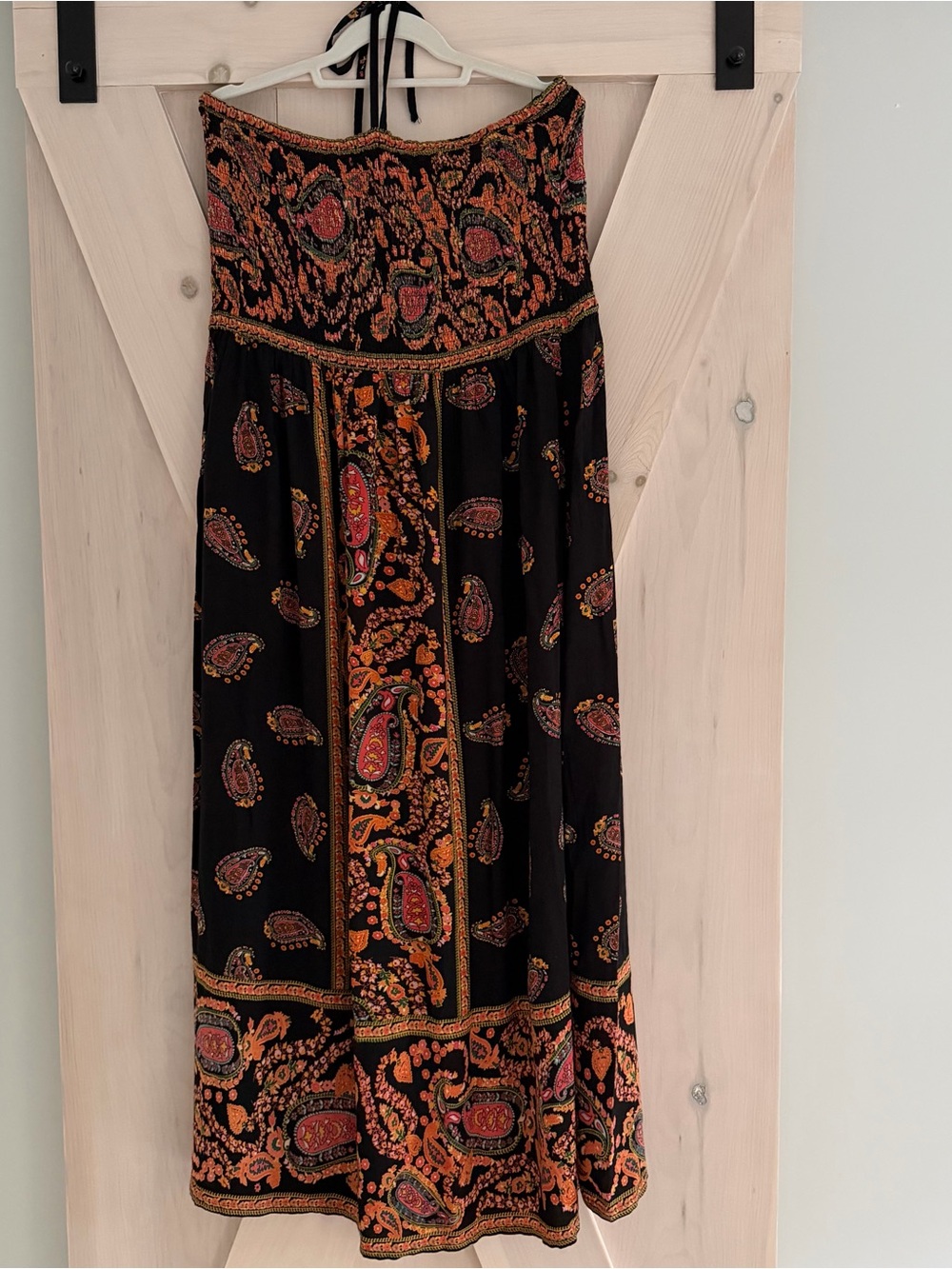 Simply Be Black Strapless Paisley Maxi Dress with Orange accent Boho Festival 16